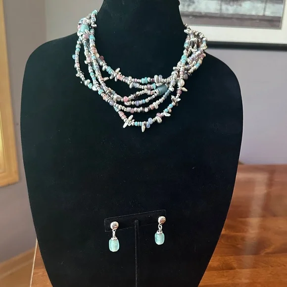 UNO de 50 Multicolor Beaded Necklace and Earring Set - Picture 1 of 4